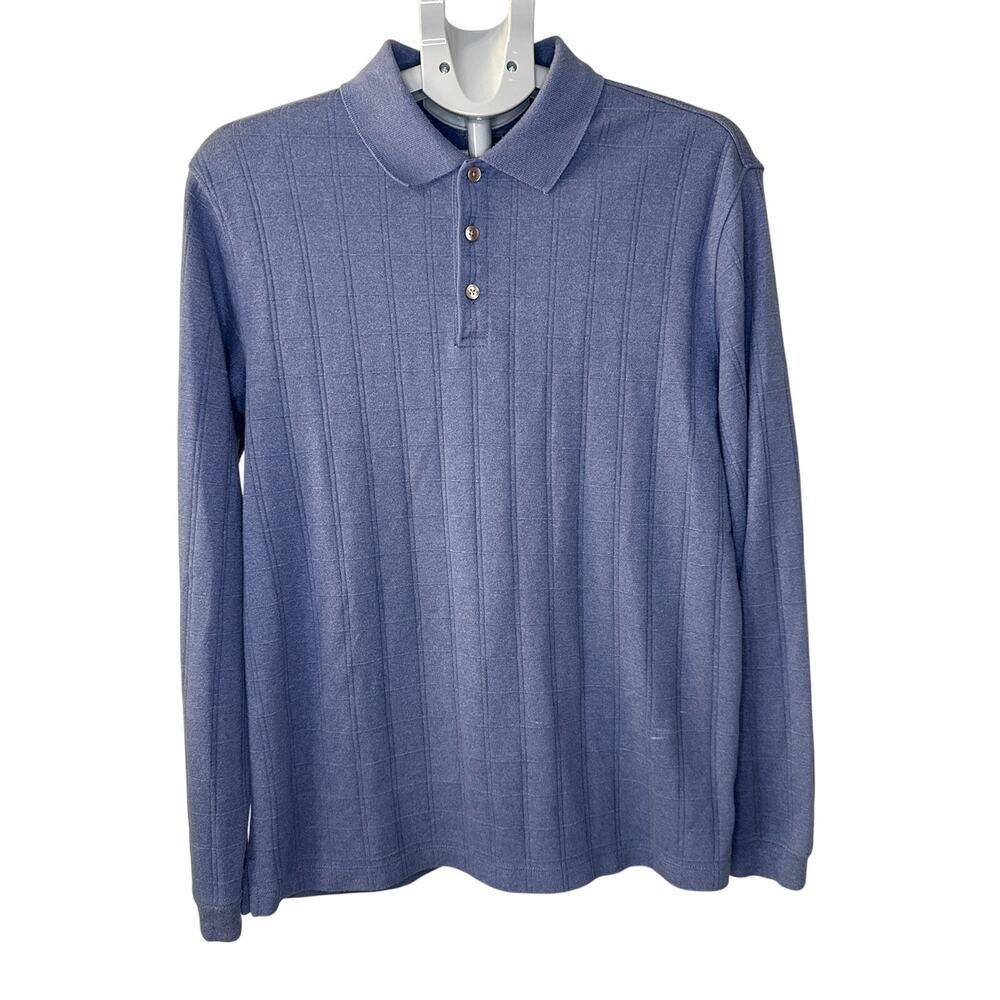 Van Heusen Long Sleeve Polo Blue Shirt Size‎ M
